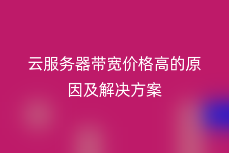 云服务器带宽价格高的原因及解决方案